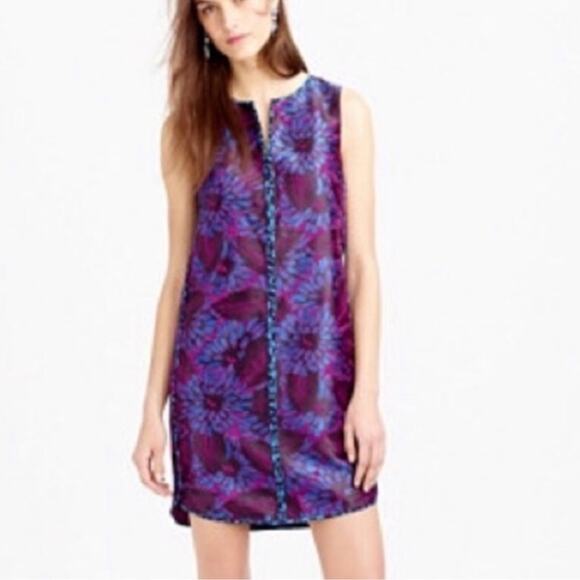 J. CREW Midnight Floral Jacquard Brocade Dark Floral Shift Dress Size 4 - Picture 1 of 14